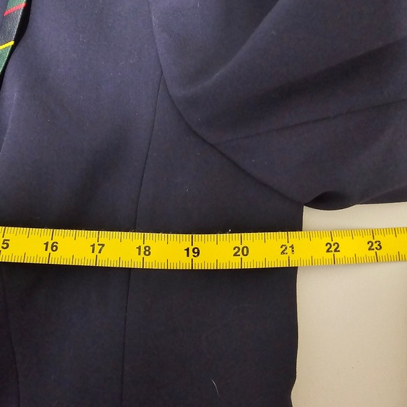 Talbots 16 Navy Blue Double Breasted Blazer Jacket Crest Buttons Tartan Heritage - Picture 7 of 11